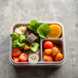 Vegetarische Bento Box für einen Meal Prep Plan